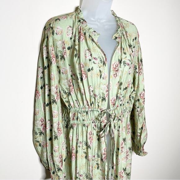 NWT ANTHROPOLOGIE Current Air Green Duster Floral Boho Style Spring Summer - Picture 4 of 8